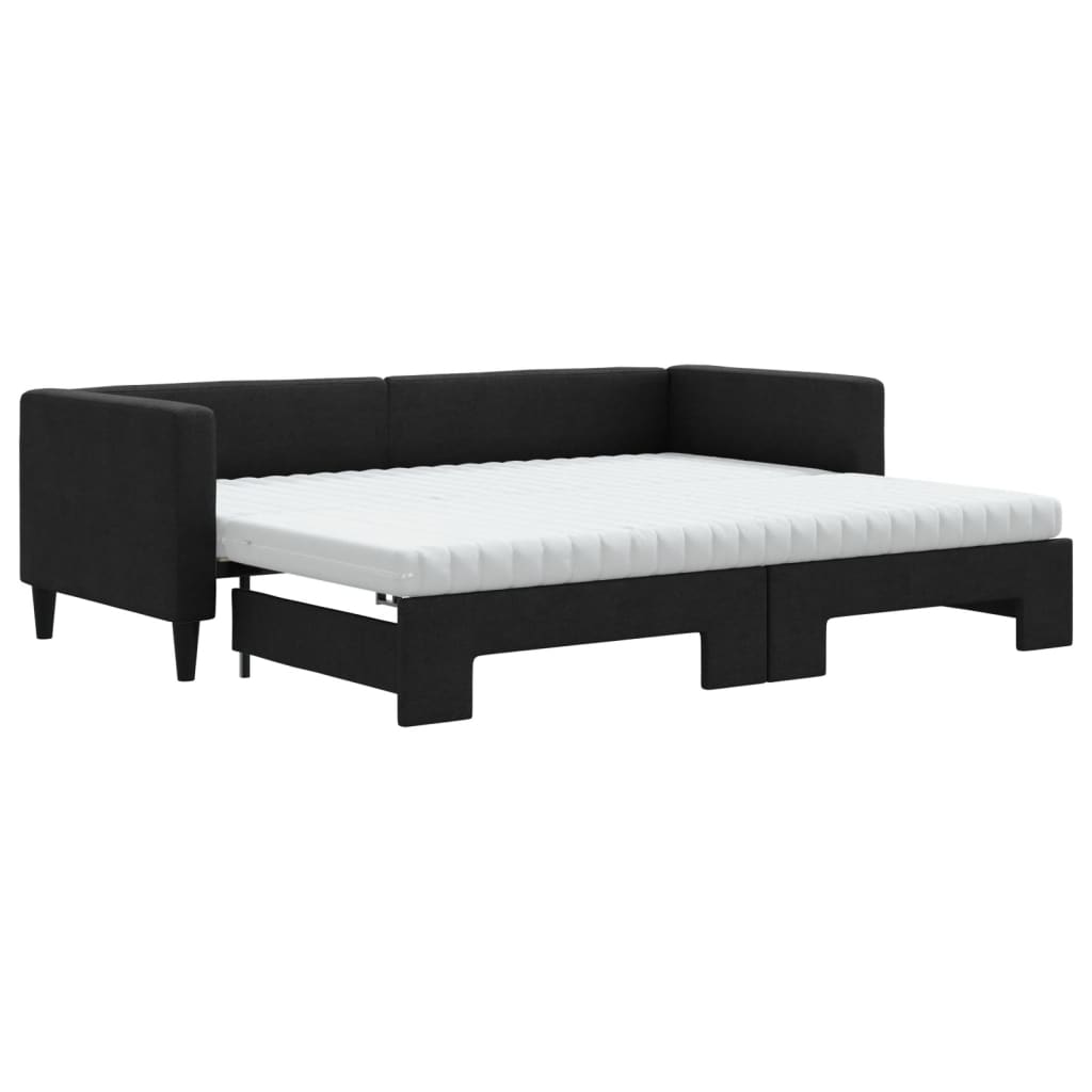 Extendable Daybed with Mattresses Black 80x200 Cm Fabric
