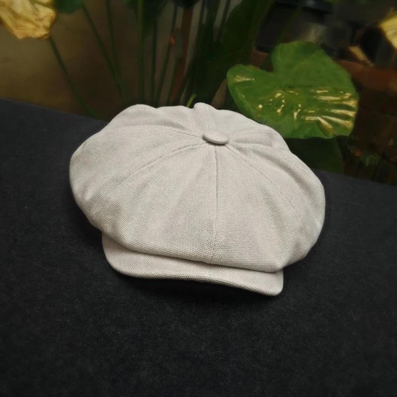 

Large Size British Retro Octagonal Cap XL62cm Canvas Newsboy Caps Men High Quality Flat Hat Vintage Gatsby Cap Painter Cap Beret XL 60-62CM бежевий