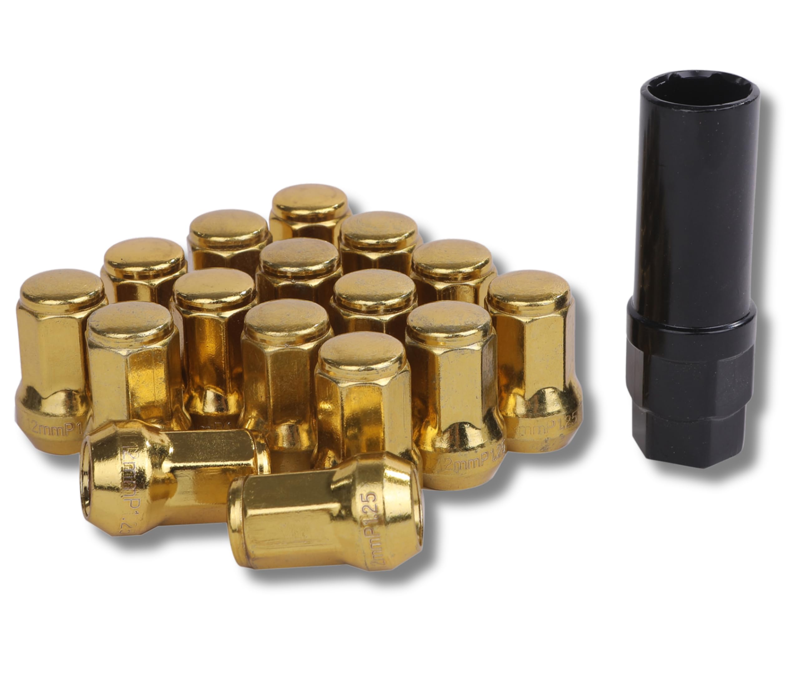 [Partools] Lock Nuts Gold Car Tire Wheel Nuts M12 Short Nuts Lug Nuts Racing Nuts (16 Pieces, 1.25 mm) M12