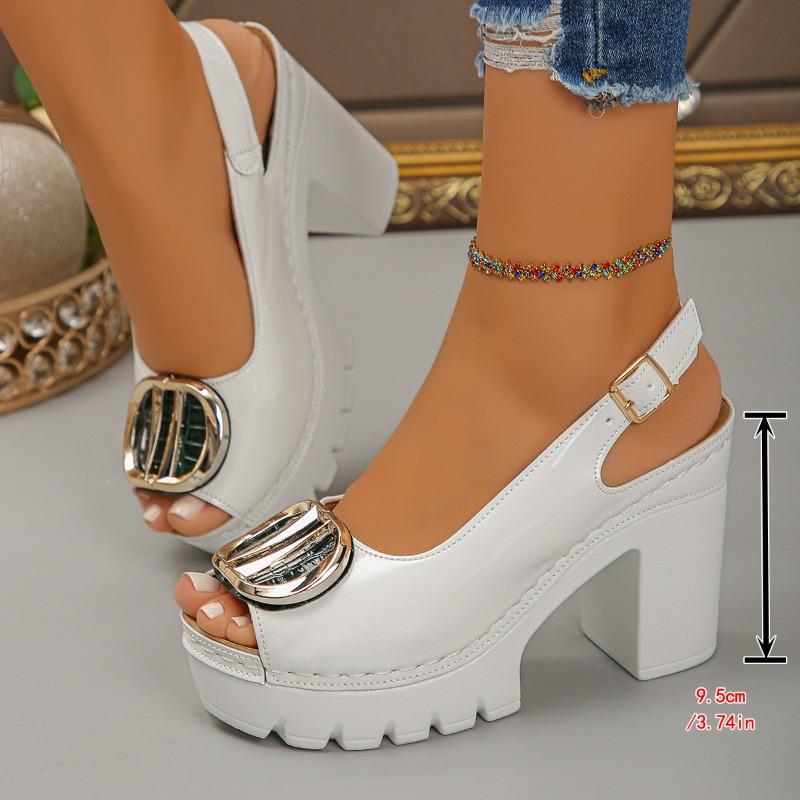 Dames Plus Size Europees Amerikaanse Stijl Nieuwe Peep Toe Hoge Hak Sandalen Zomer