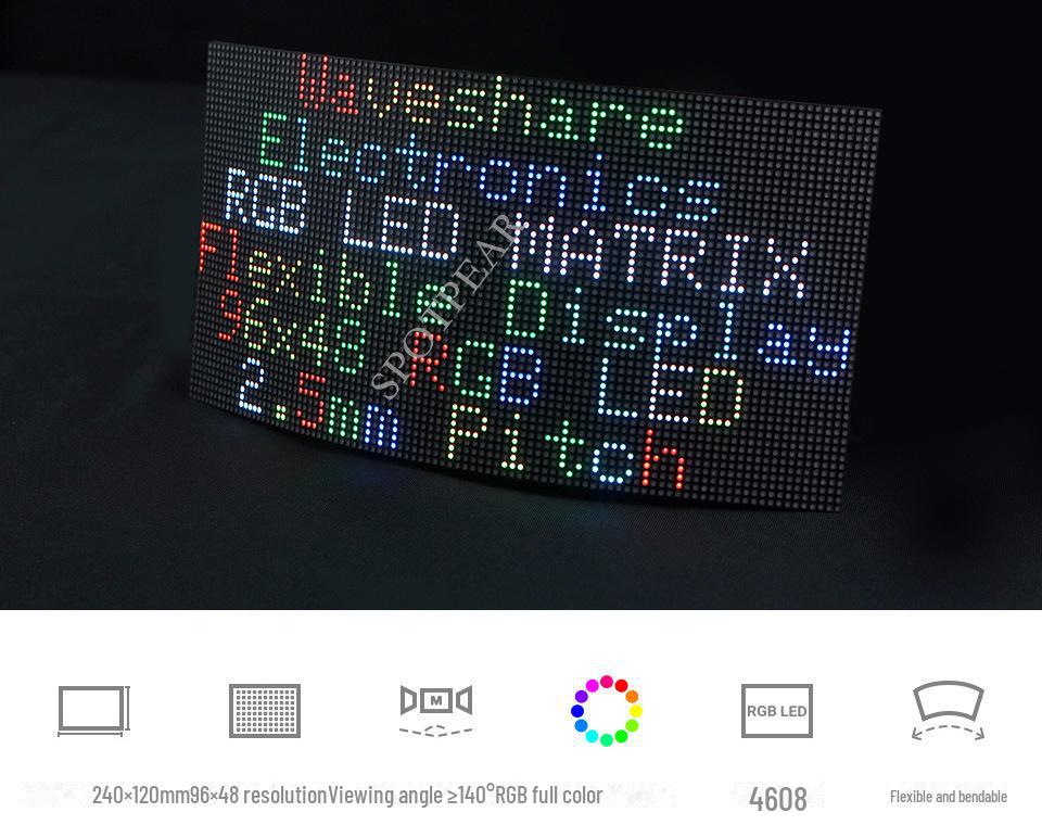 Flexible RGB LED Dot Matrix Display: Full-Color, Adjustable Brightness, Bendable, Supports Cascading