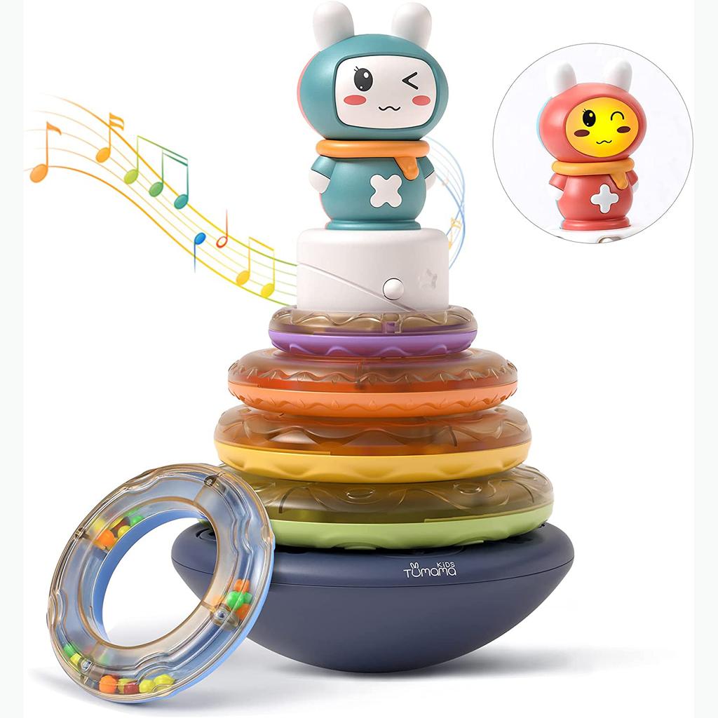 TUMAMA Toddler Stacking Toy with Light and Music, Stacks of Circles STEM Montessori Toy, Birthday Gifts for Boys and Girls