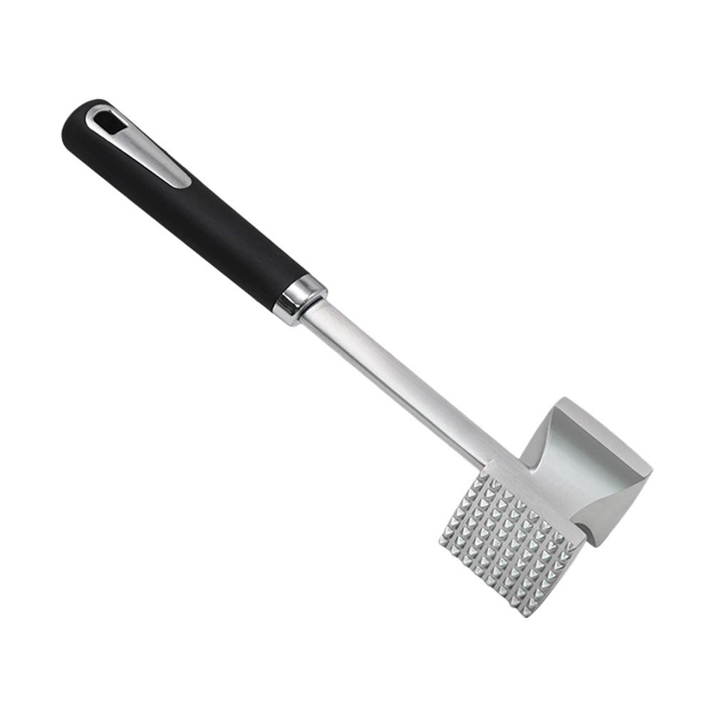 

Black Handle Stainless Steel Meat Hammer Kitchen Mallet Tool Beef Pounder Tenderizer Poultry Hammer Long Handle Meat 27.1X6.3CM чорний