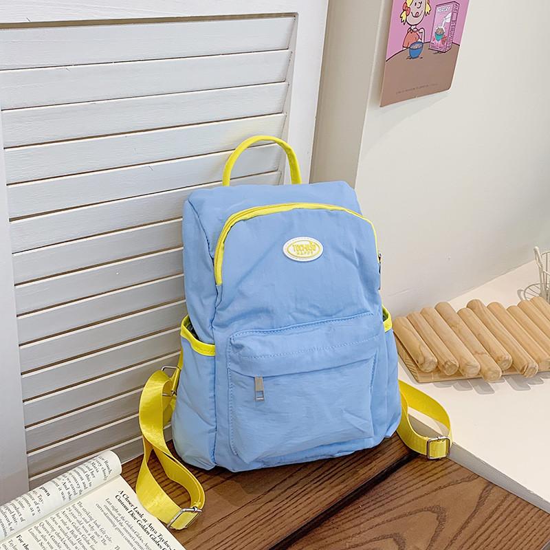 Nursery Kids Dual Color Nylon Backpack With Spacious Compartments For School And Play