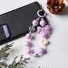 Colorful Electroplated Beaded Phone Chain & Keychain with Bow and Flower Pendant