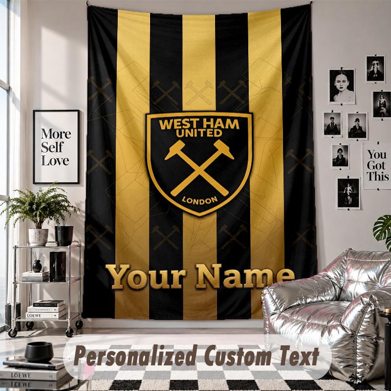 Wall Hanging Tapestry With Custom Name & Text, West Ham United FC Decorative Tapestry For Bedroom