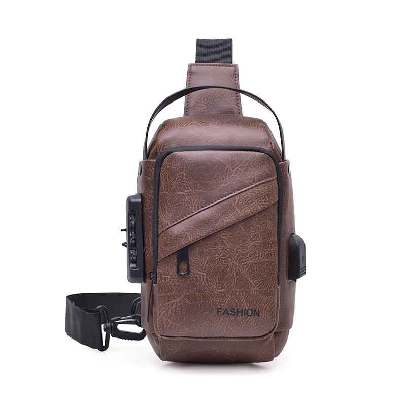 Men's Chest Bag Combination Lock Anti-Theft Crossbody Bag Outdoor Commuter Large Capacity Shoulder Bag