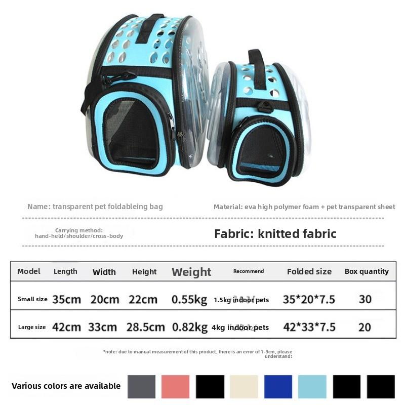 Crossbody Pet Bag Breathable Portable Cat Out Bag Dog Backpack Folding Transparent Cat Bag Large Capacity Bag