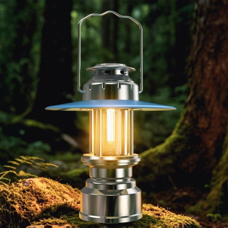 Portable Rechargeable LED Camping Lantern 3 Adjustable Brightness Modes Waterproof 10H Runtime with Metal Hook