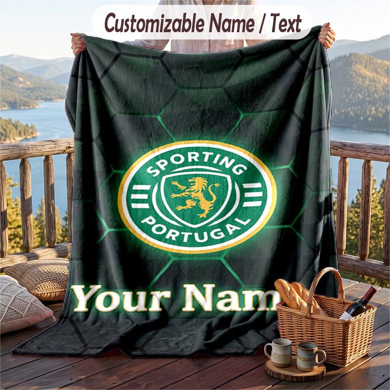 Flannel Blanket Sporting CP Print Custom Name Text Soft Throw for Sofa Bed