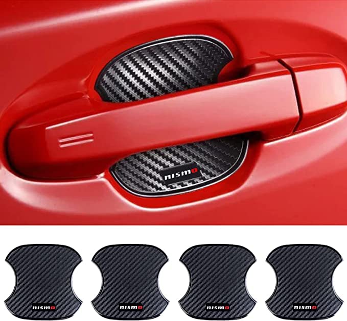 Nismo Door Handle Protectors for Nissan, Carbon Fiber Door Knob Guards, Scratch Prevention, Pack of 4 (M, Nissan)