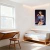 1950s Blonde Waves Blue Hair Accessory Sheer Chiffon Top Orange Underwear Sexy Woman Purple Background Tin Sign Vintage Metal Po