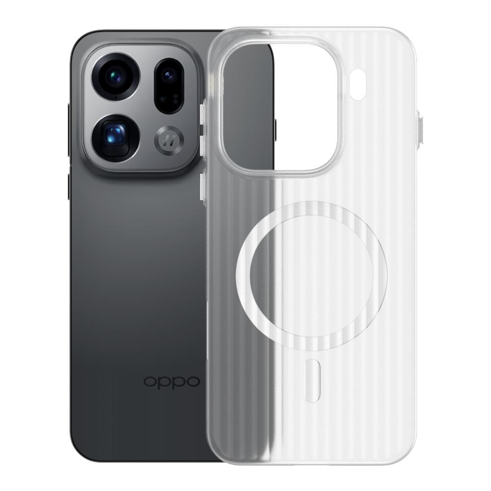 Applicable To OPPO FindX9Pro Mobile Phone Case Corrugated Grating Magnetic Suction Reno14Pro Ice Mist Anti-drop Protective Case