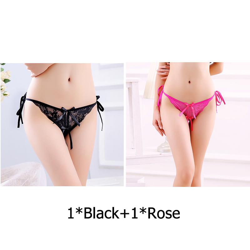 Sexy G-string T Panties Female Underwear Lace Thongs Women's Pants Sexy Pearl panties Erotic Women Crotchless panties plus size