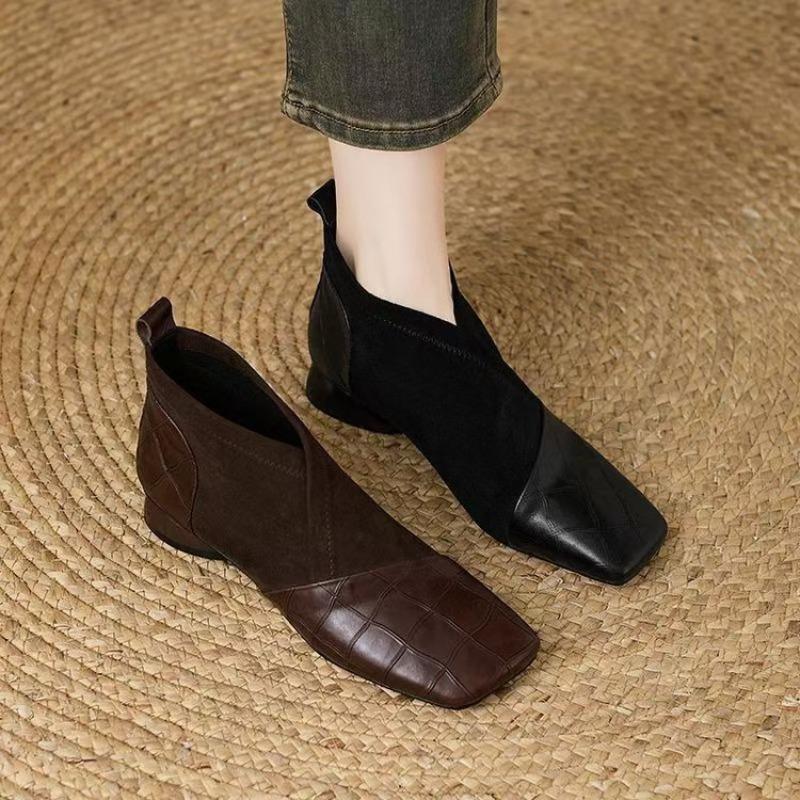 Single Shoes for Women In Autumn and Winter, Square Toe, Thick Heel, New Style, Versatile Shoes, Ankle Boots