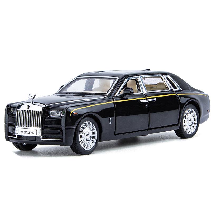 

1/24 Rolls-Royce Phantom модель автомобиля, игрушка из цинкового сплава с откидной спинкой, литые игрушечные машинки со звуком и светом для детей, подарок для мальчиков и девочек(черный)