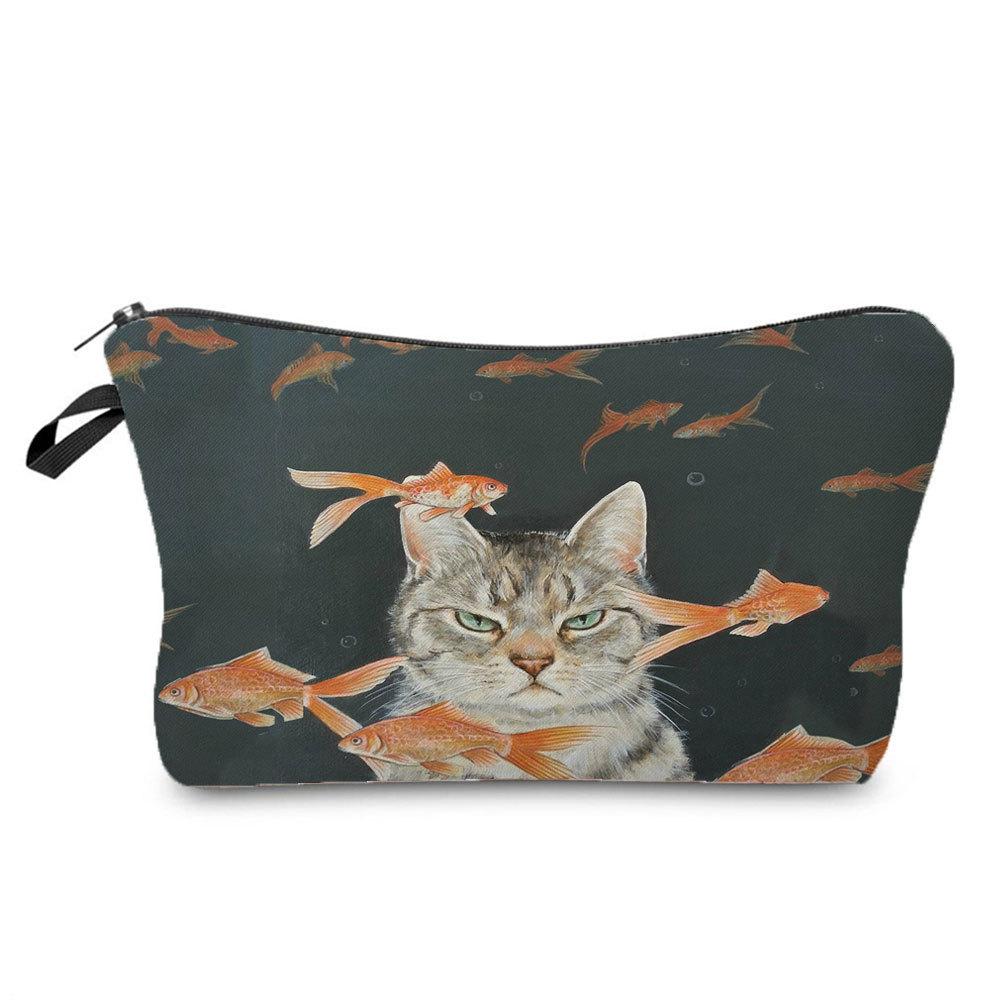 Women Cat Print Cosmetic Bag Toiletries Organize Travel Storage Case KTB