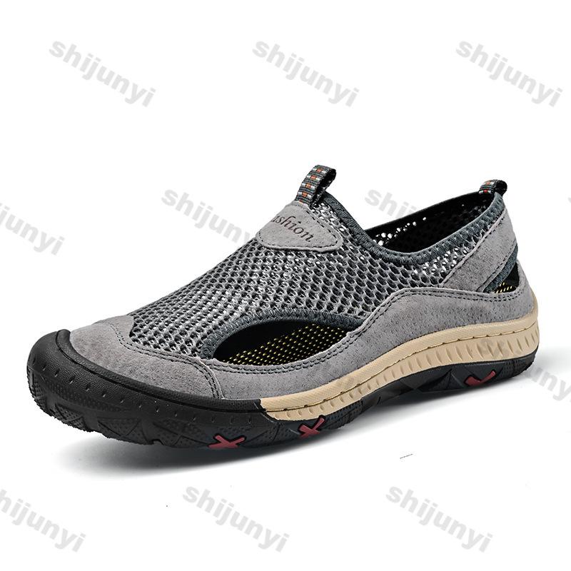 Fashion Large Size Men's Casual Shoes 2025 Summer Mesh Breathable Comfortable Flats Fashion Non Slip Outdoor Soft Sole Vintage Sandals