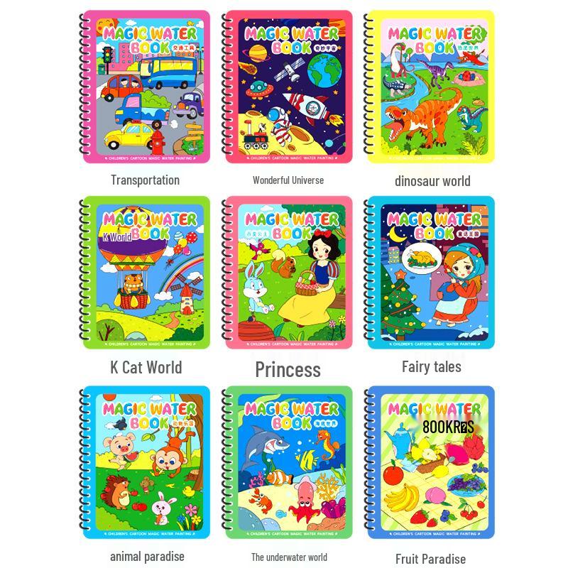 Reusable Children's Magic Water Doodle Book with Baby Water Pen - Educational Drawing Toy