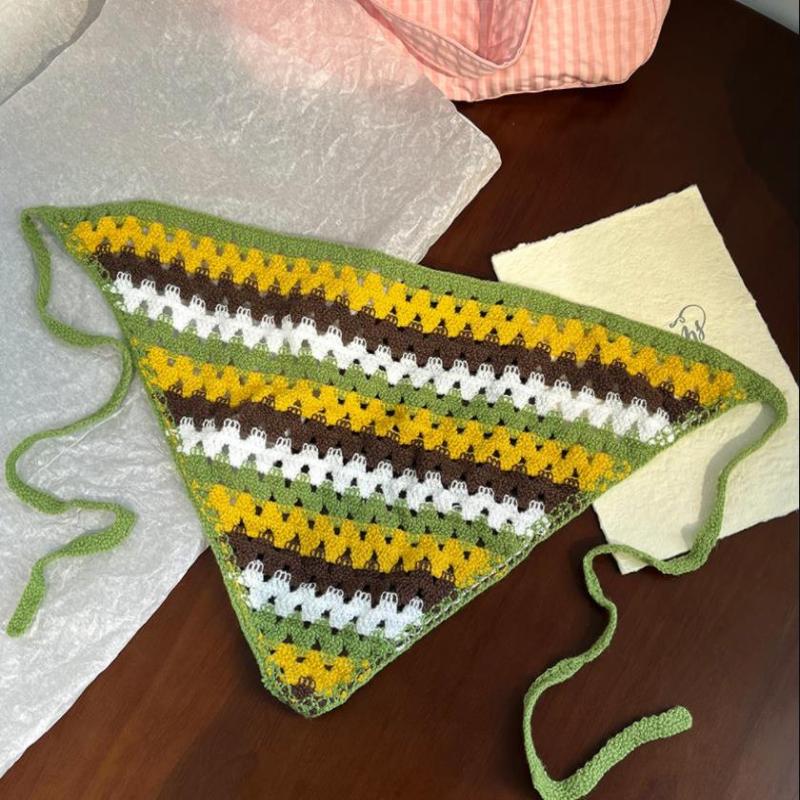 Französisches Retro Niedliches Gehäkeltes Dreieckstuch Sommer Pastoraler Stil Dreieckstirnband Bergsteigerschal