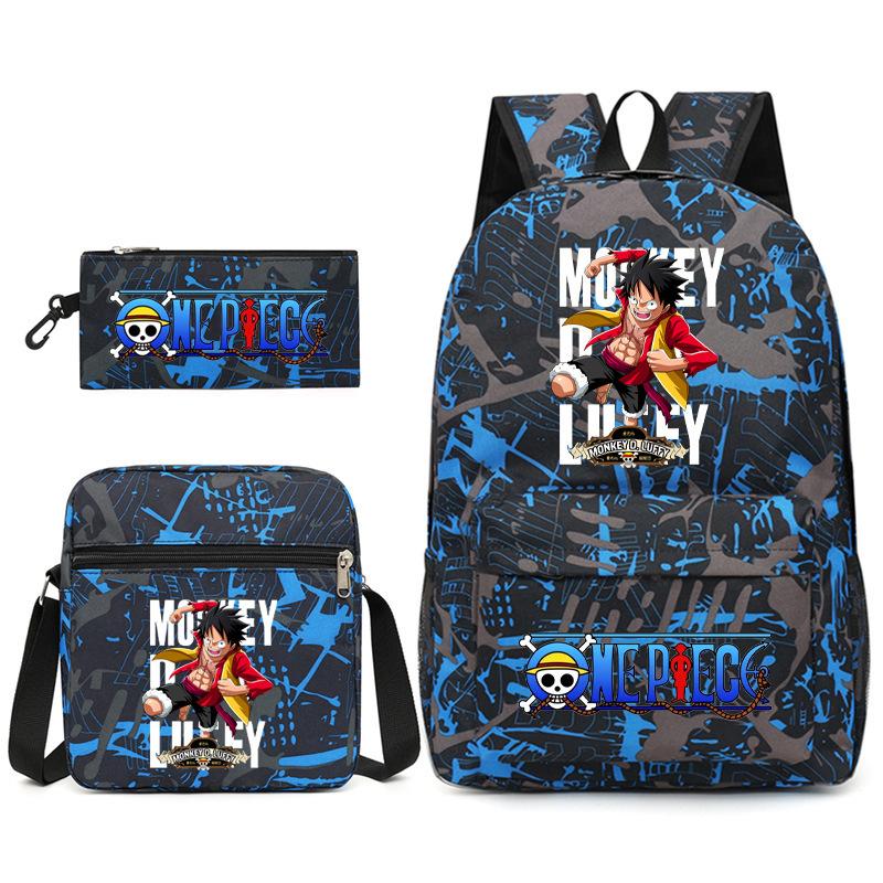 One Piece Large-capacity Student Backpack Three-piece Set 7526