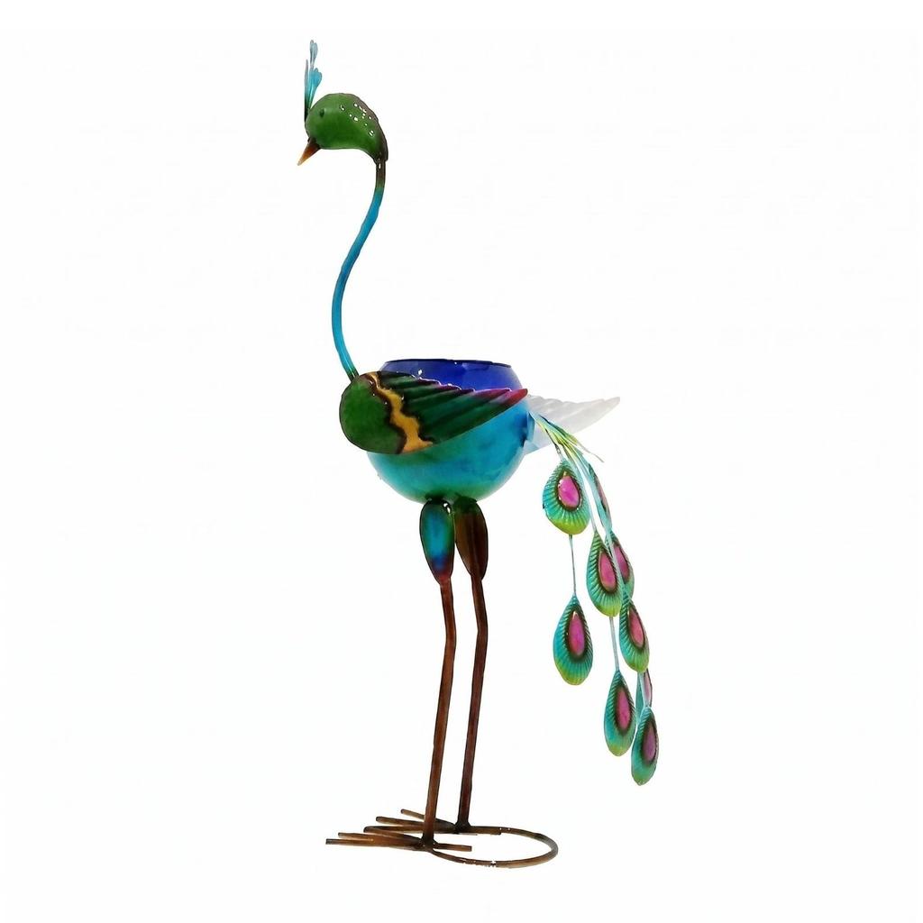 Pot Colorful Metal Animal Planter Freestanding Peacock