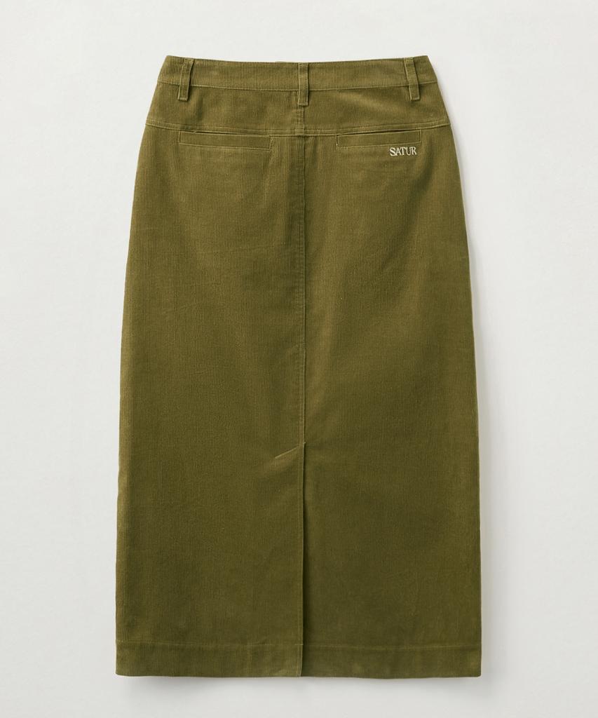 Seteo (W) Corduroy Long Skirt Olive Green