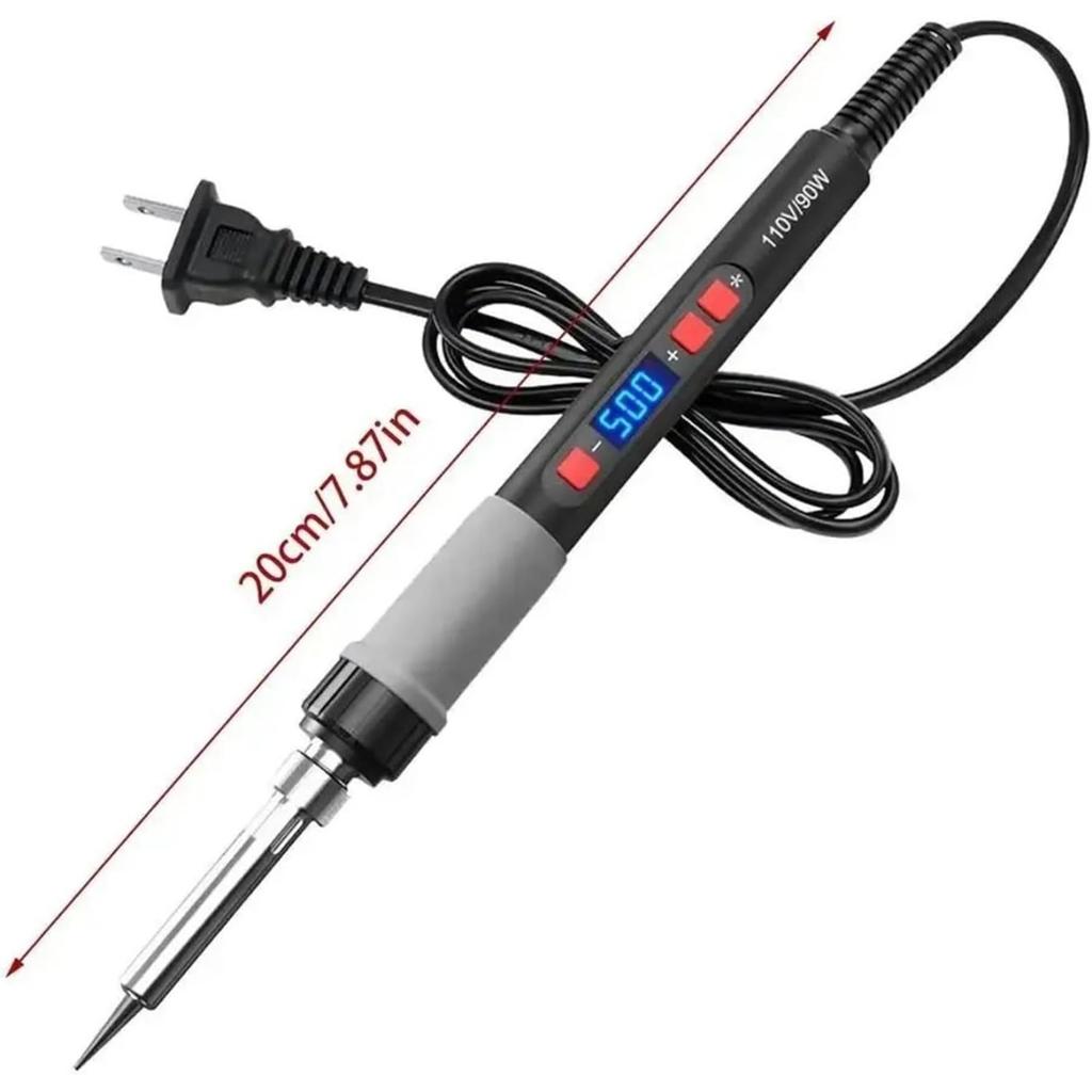 Soldering Iron Kit 80W with LCD Adjustable Temperature 180-480°C Fast Heating Ceramic Core, Desoldering Pump, Wire, Multimeter