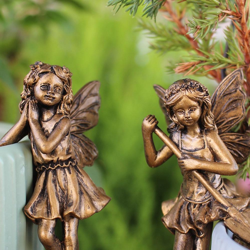Imitation Kupfer Blumenfee Figuren Set Fee Hängeornamente Für Büro Outdoor Pflanzendekor