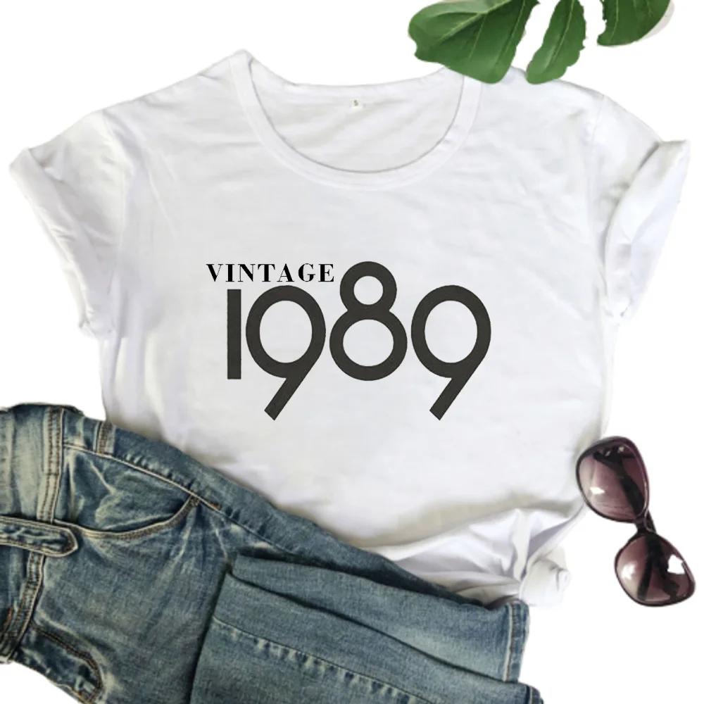 Vintage 1989 Letter Print Women T Shirt Short Sleeve O Neck Loose Women Tshirt Ladies Tee Shirt Clothes Camisetas Mujer
