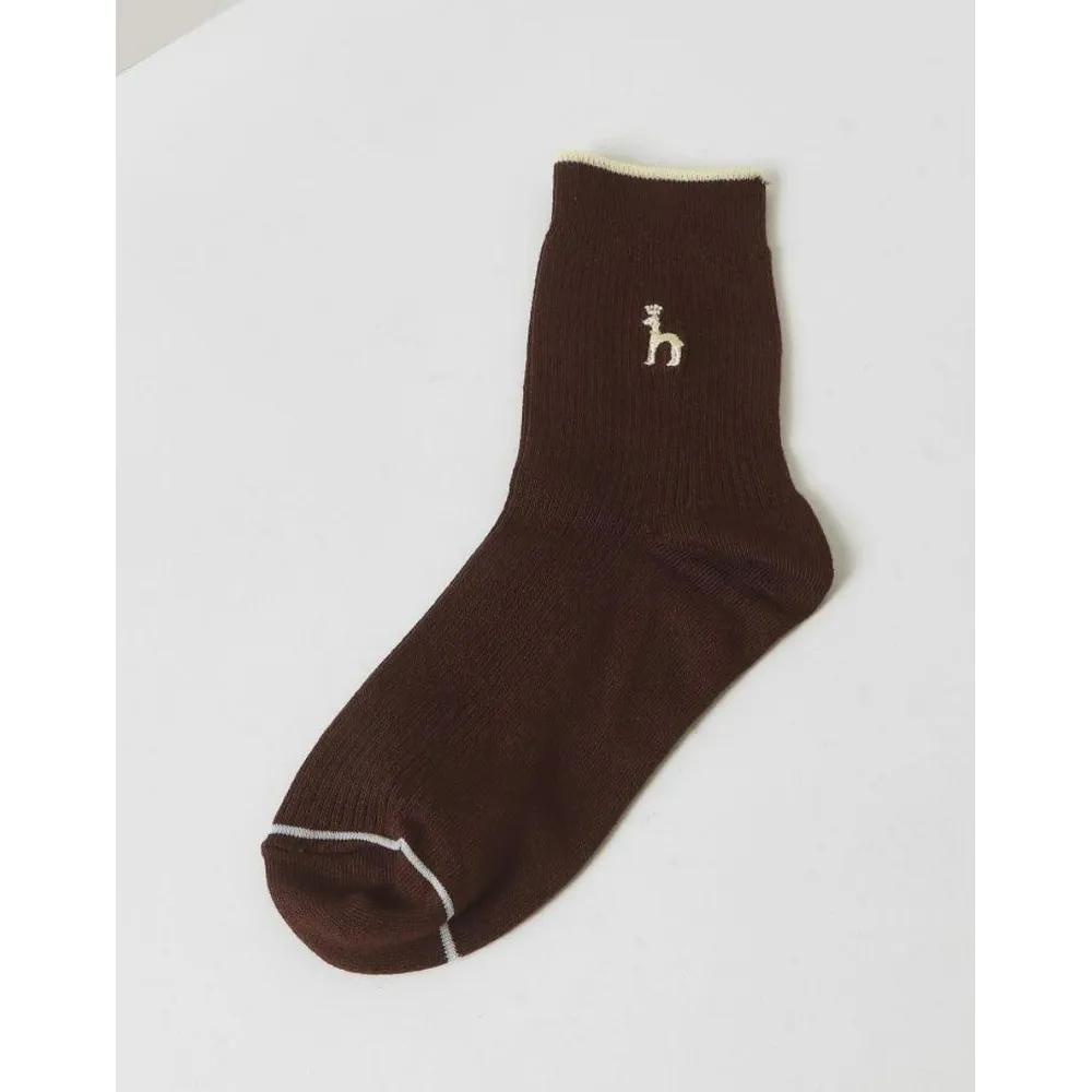 Puppy Embroidery Mixed Pattern Mid-Length Socks 3-Piece Set HISS3E303W2