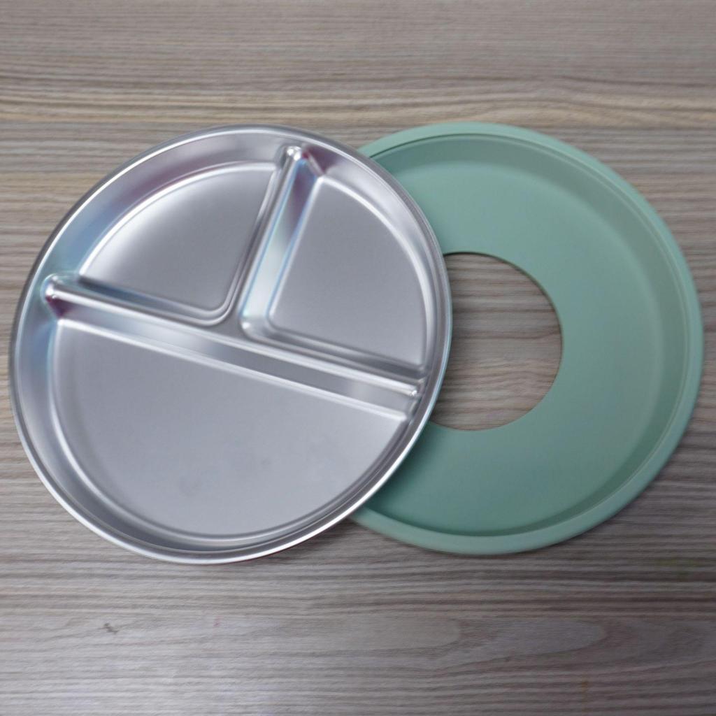 New Kids’ Stainless Steel Divided Plate with Suction Cup – Durable, Drop-proof Design