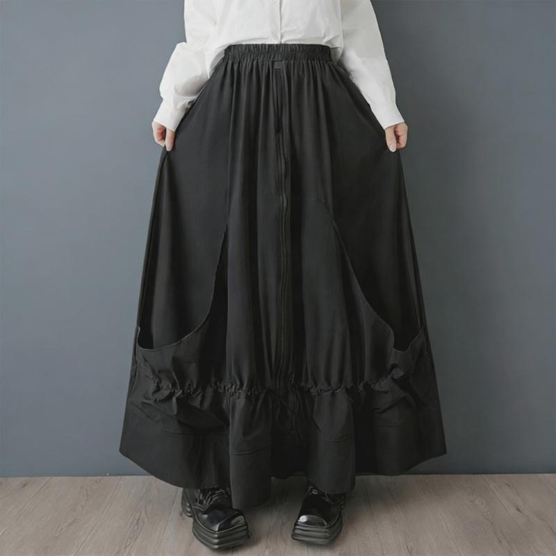 Büyük beden Yüksek bel vintage İlkbahar sonbahar rahat bol uzun kadın etekleri kadın etek