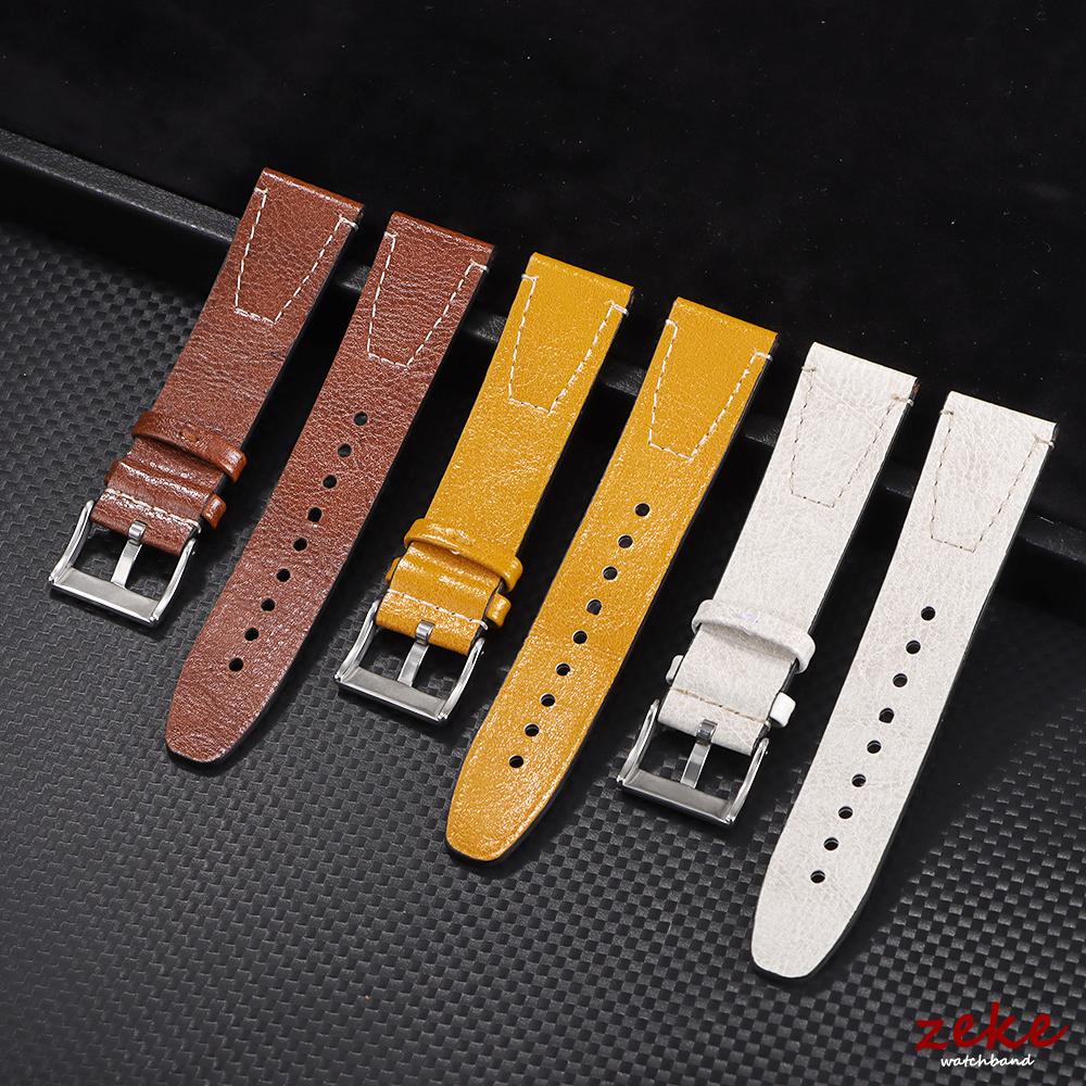 Watchband 20mm 22mm Vintage Oil Wax Leather Watch Straps for Seiko for SmartWatch Men Women Wrist Belt Stitching Brown Bracelet