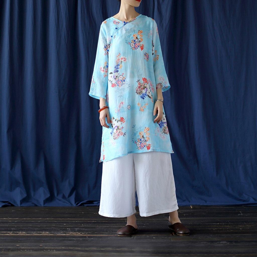 Johnature Frauen Herbst Vintage weibliche Tops Knopf chinesischen Stil Shirt