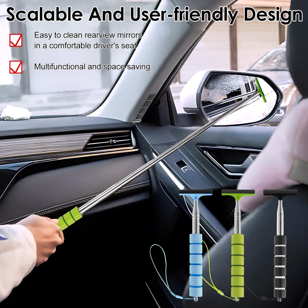 3Pcs Car Side Mirror Squeegee Retractable Car Rearview Mirror Wiper Mini Portable Telescopic Auto Mirror Squeegee Cleaner
