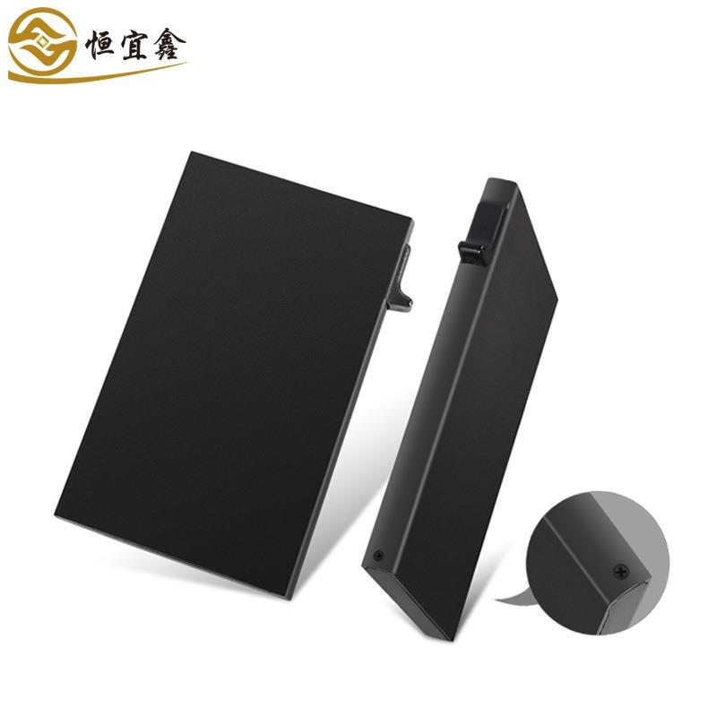 1Pc Hand Push Aluminum Alloy Card Box, Anti-theft RFID Card Bag, Anti-degaussing Automatic Pop-up Bank Card Cover, Credit Card Box