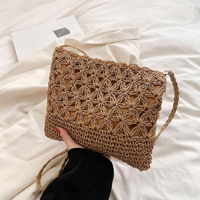 Moda Verão Palha Bolsa Crossbody Mulheres Bolsa de Praia Bolsa de Compras Tecido Ombro Bolsa Mensageiro