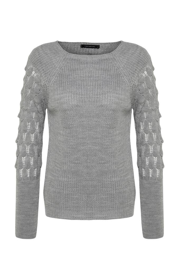 Women's Fashionable Stylish Sweater Mint Textured Crew Neck Knitwear Sweater