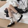 Female Spring and Autumn All Tie Bowknot Wave Dot Lace Fold Wear In The Tube Pile Pile Cotton Socks