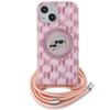 Karl Lagerfeld Klhmp15Shckcklcp Iphone 15 / 14 / 13  6.1 Rosa/Pink Hardcase Iml Crossbody Monogram Karl & Choupette Head Magsafe