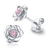 Huitan Exquisite Rose Stud Earrings for Women Luxury Sparkling Cubic Zirconia Temperament Sweet Flower Earrings Fashion Jewelry