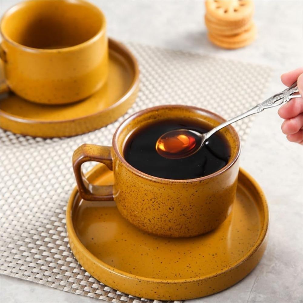 Coffee Cup Set Stoneware Kiln-Changed Coffee  and Saucer Set Western Restaurant  Breakfast  Mug Home Ceramics Coffe