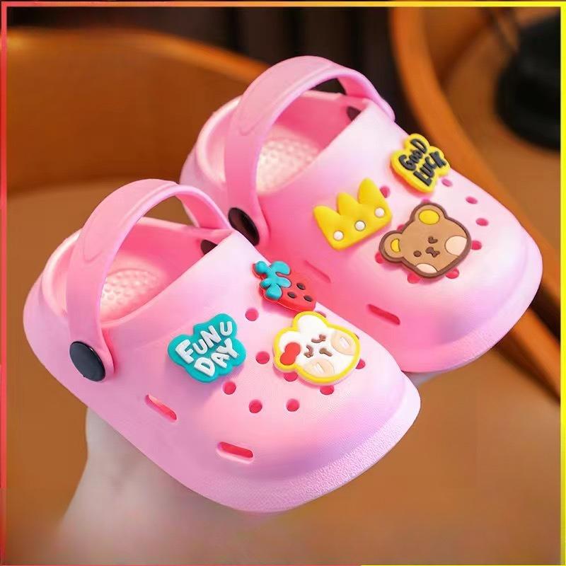 Boy and Girl Cartoon-style Cute Slip-on Shoes with Non-slip Soles and Flip-flops