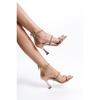 Marta Model Silver Sultan Stone Ribbed Heeled Stiletto