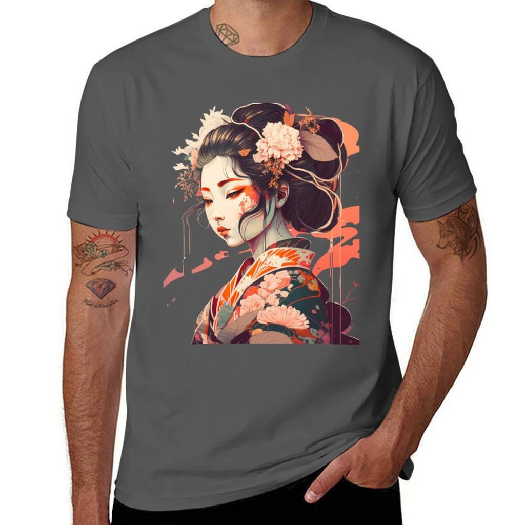 Geisha Luxury Cotton Japanese Men Girl 100% Shirt T-Shirt T T Man Shirt