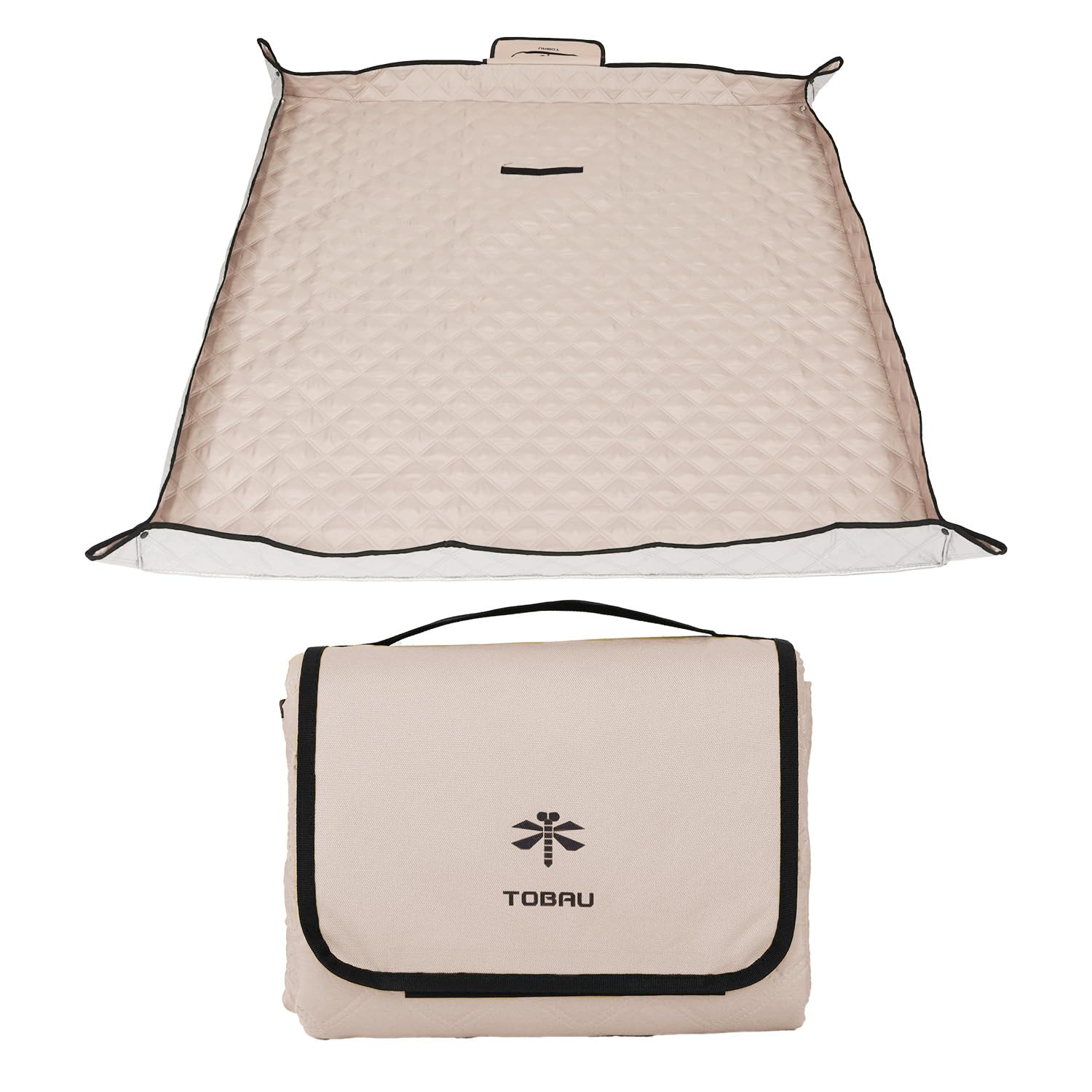 

[TOBAU] Thick Leisure Sheet, Self-Standing Edge, 140 x 145cm, Large Size, Aluminum Frame, Waterproof, Quilted, Outdoor Inner Sheet, Tent Mat, Plain, T