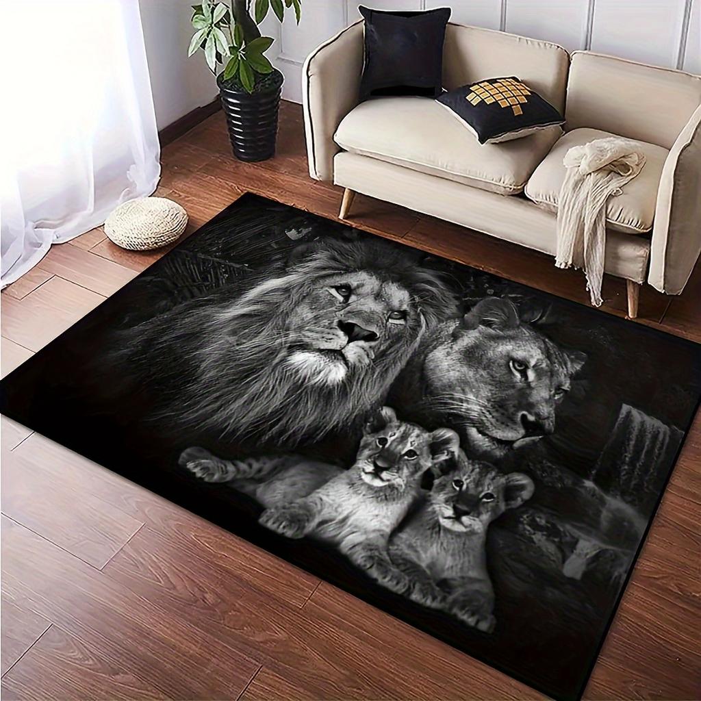 1Pcs Lion Print Rug Animal Pattern Carpet Non-slip And Hand Washable Floor Mat For Living Room Bedroom Home Decor Room Indoor Decor