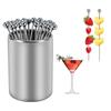 High Quality Stainless Steel Cocktail Picks Holder Kit Reusable 12PCS Decorative Toothpicks Cocktail Steel Toothpicks Skewers