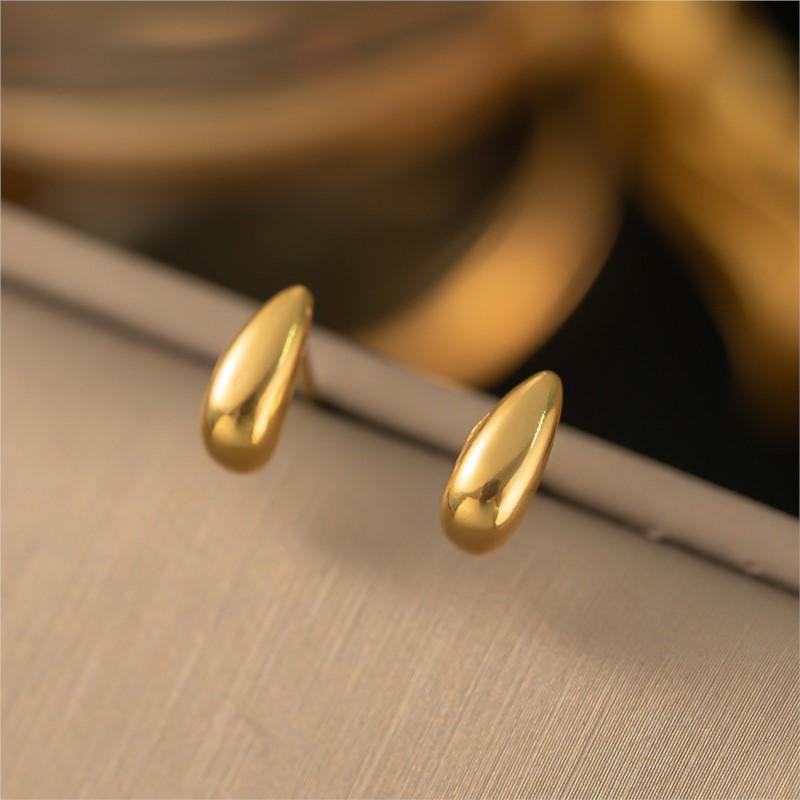 Stainless Steel Smooth Water Drop Stud Earrings For Women Fashion Minimalism Earrings Jewelry Accessory